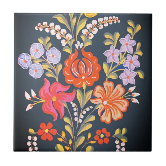 hungrige Blume - lebhafte Farben Fliese (Vorderseite)