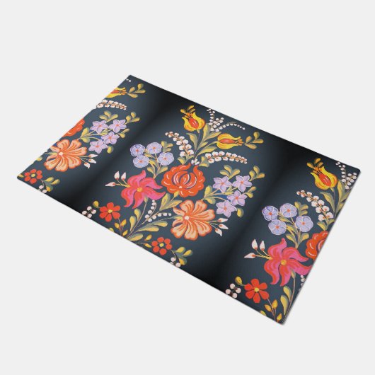 hungrige Blume - lebhafte Farben Fußmatte (Schrägansicht)