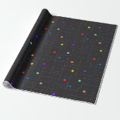 hungrige Cartoon-Monster Arcade 80er Spiel Geschenkpapier (Ungerollt)