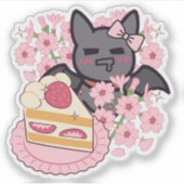 Hungrige Fledermaus und Erdbeertorte Aufkleber (Vorderseite)