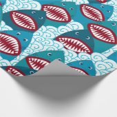 Hungrige Haifische Geschenkpapier (Ecke)