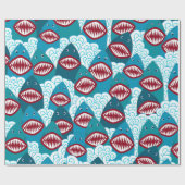 Hungrige Haifische Geschenkpapier (Flach)