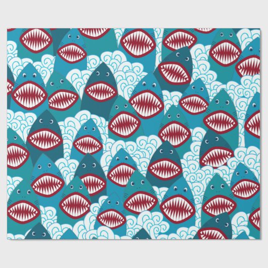 Hungrige Haifische Geschenkpapier (Flach)