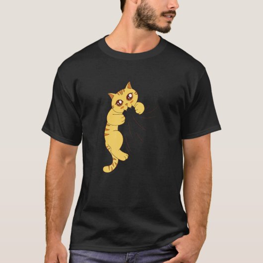 Hungrige Katze frisst T-Shirt (Vorderseite)