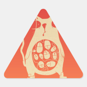 Hungrige Katze hat Hunger Dreieckiger Aufkleber