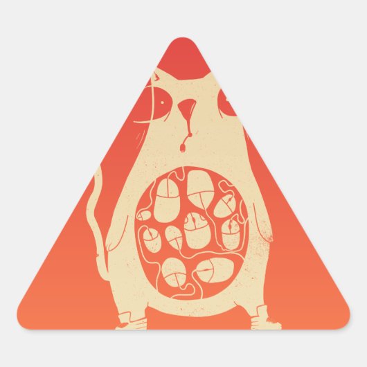 Hungrige Katze ist hungrig Dreieckiger Aufkleber (Vorderseite)