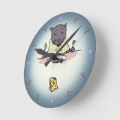 hungrige Katze Runde Wanduhr (Winkel)