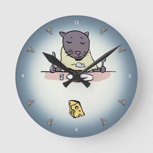 hungrige Katze Runde Wanduhr (Vorderseite)