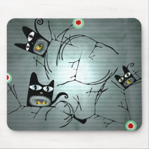 Hungrige Katzen und Tauben Mond Sonnenzweige Mouse Mousepad