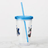 Hungrige lustige Piranha Cartoon Illustration Acryltrinkbecher (Links)