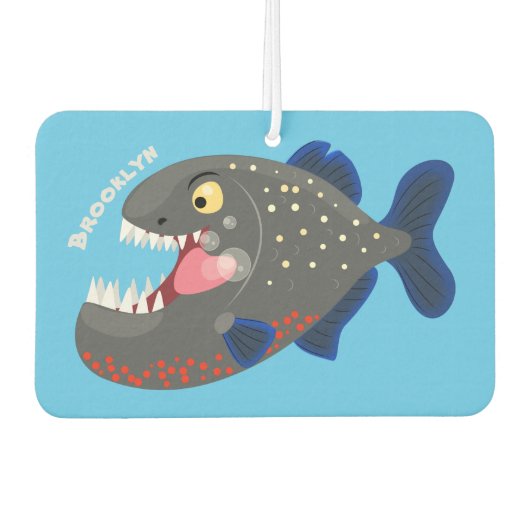 Hungrige lustige Piranha Cartoon Illustration Autolufterfrischer (Vorderseite)