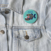 Hungrige lustige Piranha Cartoon Illustration Button (Beispiel)