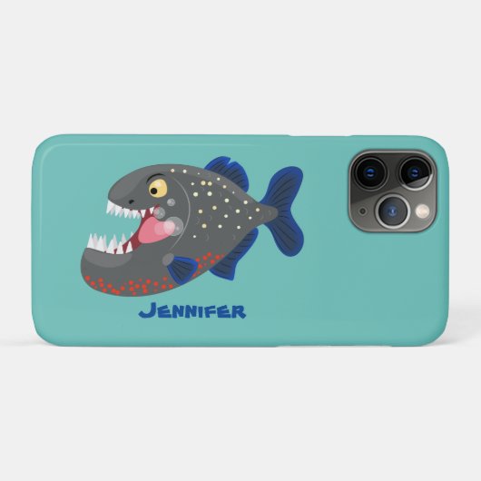 Hungrige lustige Piranha Cartoon Illustration Case-Mate iPhone Hülle (Rückseite (Horizontal))