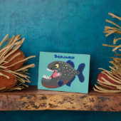 Hungrige lustige Piranha Cartoon Illustration Fotoplatte (Seite)
