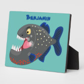 Hungrige lustige Piranha Cartoon Illustration Fotoplatte (Seite)