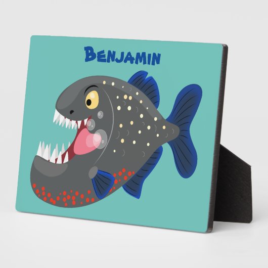 Hungrige lustige Piranha Cartoon Illustration Fotoplatte (Seite)