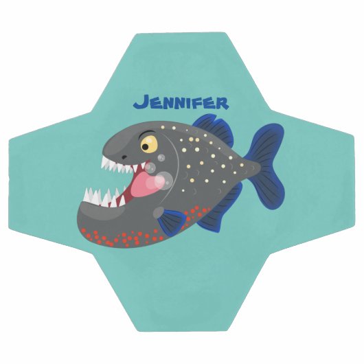 Hungrige lustige Piranha Cartoon Illustration Fußball (Flach)