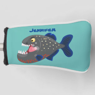 Hungrige lustige Piranha Cartoon Illustration Golf Headcover