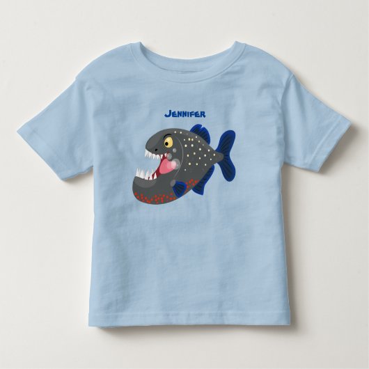 Hungrige lustige Piranha Cartoon Illustration Kleinkind T-shirt (Vorderseite)