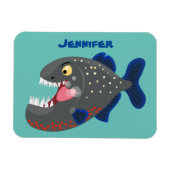 Hungrige lustige Piranha Cartoon Illustration Magnet (Horizontal)