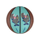 Hungrige lustige Piranha Cartoon Illustration Mini Basketball (Vertikal)
