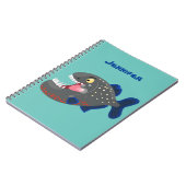 Hungrige lustige Piranha Cartoon Illustration Notizblock (Linke Seite)