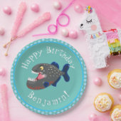 Hungrige lustige Piranha Cartoon Illustration Pappteller (Party)