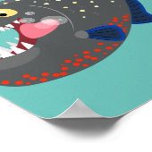 Hungrige lustige Piranha Cartoon Illustration Poster (Ecke)