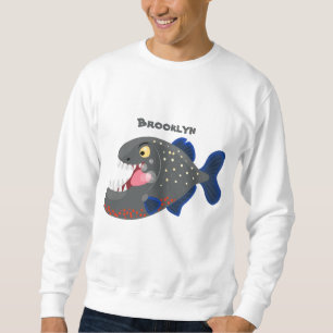 Hungrige lustige Piranha Cartoon Illustration Sweatshirt