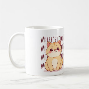 Hungrige rote Katze Kaffeetasse