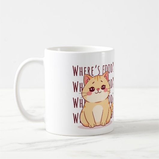 Hungrige rote Katze  Kaffeetasse (Links)