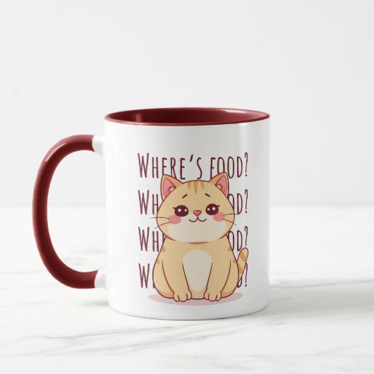 Hungrige rote Katze  Tasse (Links)