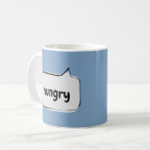 Hungrige Sprechblase Kaffeetasse (Vorderseite Links)