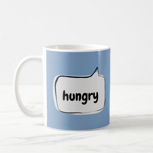 Hungrige Sprechblase Kaffeetasse (Links)