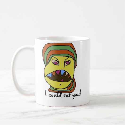 Hungriger Cartoon der lustigen WEIRDOS Kaffeetasse (Links)
