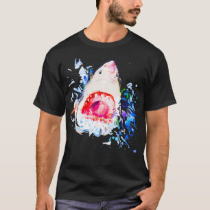 Hungriger Hai, handgemalt T-Shirt