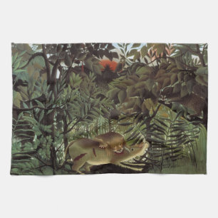 Hungriger Löwe von Henri Rousseau, Vintage-Wildtie Handtuch