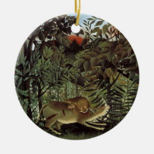 Hungriger Löwe von Henri Rousseau, Vintage-Wildtie Keramikornament