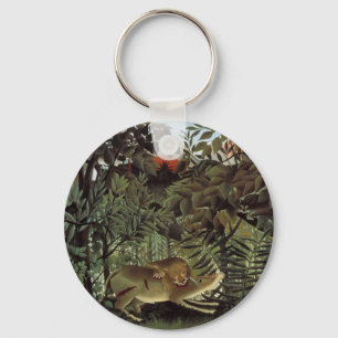 Hungriger Löwe von Henri Rousseau, Vintage Wildtie Schlüsselanhänger