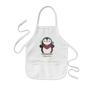 Hungriger Penguin scherzt Schürze