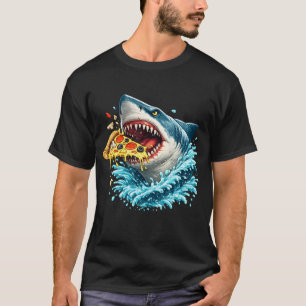 Hungriger Pizza-Hai Weißer Hai isst Pizza T-Shirt