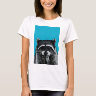 Hungriger Waschbär auf Blau T-Shirt