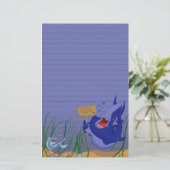 Hungriges blauer Haifisch-und Fisch-Briefpapier Briefpapier (Stehend Vorderseite)