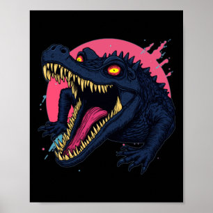 Hungriges Croc warnt hypnotische Augen und ein Läc Poster