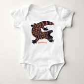 Hungriges Goldmonster-Eidechsen-Cartoon Baby Strampler (Vorderseite)