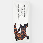 Hungriges Goldmonster-Eidechsen-Cartoon Banner (Vertikal)