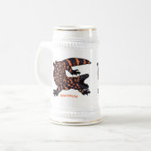 Hungriges Goldmonster-Eidechsen-Cartoon Bierglas (Vorderseite Links)