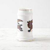 Hungriges Goldmonster-Eidechsen-Cartoon Bierglas (Mittel)