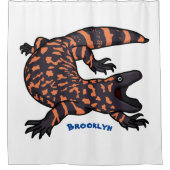 Hungriges Goldmonster-Eidechsen-Cartoon Duschvorhang (Vorderseite)