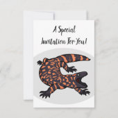 Hungriges Goldmonster-Eidechsen-Cartoon Einladung (Rückseite)